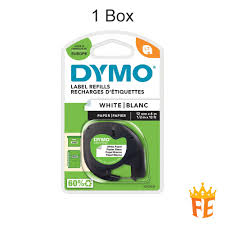 DYMO LETRATAG TAPE PLASTIC, 12MM X 4MM, WHITE