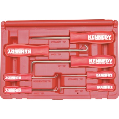 Kennedy Pick & Hook Set, 135mm 210mm, With (2) 90 Tip (2) Hook Tip (2) Straight Tip Combination Tip Plastic Case, Handle Contoured - KEN5182920K