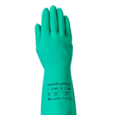 Ansell Sol-Vex 37-675 Green Nitrile Chemical Resistant Work Gloves