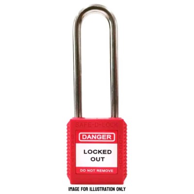 SAFE-D-LOCK : Stainless Steel Long Shackle Safety Lockout Padlock (BLUE)