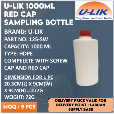 U-LIK 1000ML RED CAP SAMPLING BOTTLE