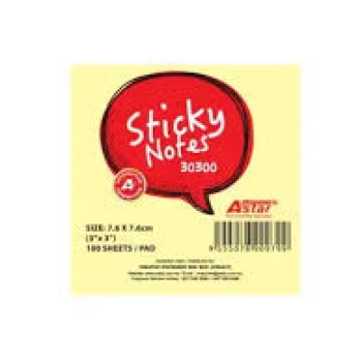 STICKY NOTES - ASTAR 30300 3" X 3" YELLOW