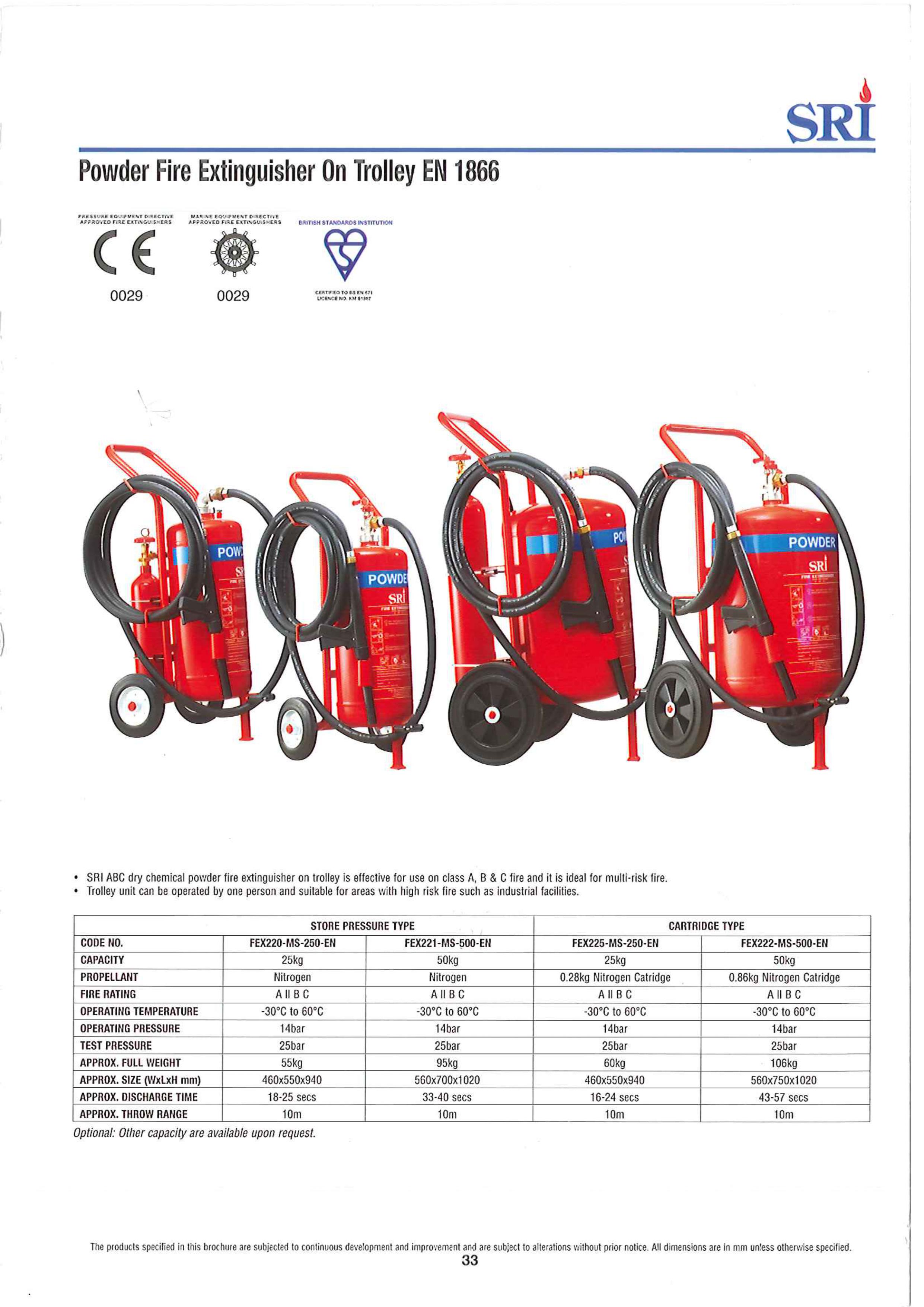 Powder Fire Extinguisher On Trolley