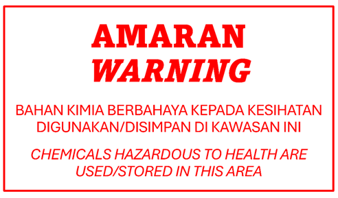 Signage for Caution Chemical Storage Area .  Size: 90cm X 60cm