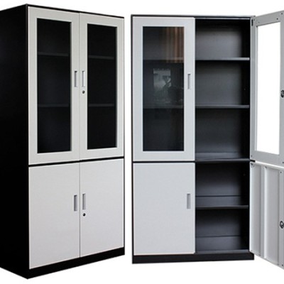 Unassembled Unit-Office narrow-sided filing cabinet information cabinet tin filing cabinet with lock drawer low cabinet glass bookcase storage cabinet