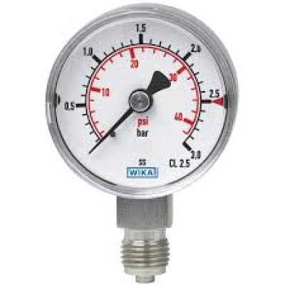 Wika Bourdon Tube Pressure Gauges, Stainless Steel Series Model: 131.11