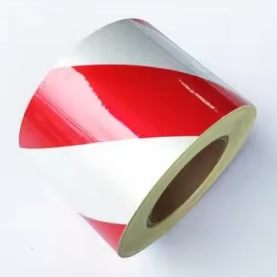 10CM Road Traffic PVC Black Yellow Marking Tape Floor Warning Tape Reflective Safety Sign Car Body Sticker, Red-White