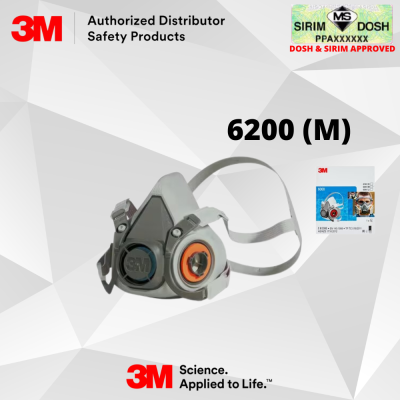 3M Half Facepiece Reusable Respirator 6200, Medium, CE, Dosh And Sirim Approved