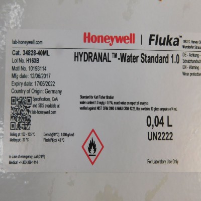 Honeywell HYDRANAL - Water Standard 1.0 [10 x 4ml (1 box of 10 ampoules )]