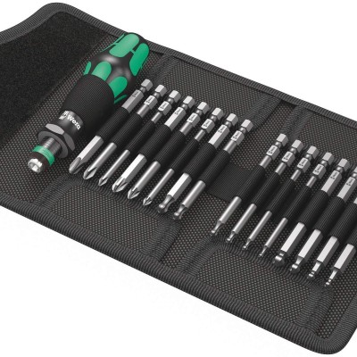 Wera Screwdriver Set, 1 4in Hexagon Drive Size, 18 Pieces - Kraftform Kompakt Series