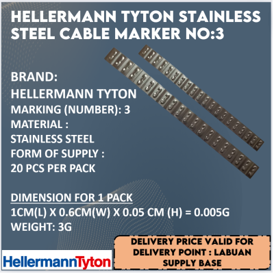 HELLERMANN STAINLESS STEEL MARKER NUMBER: 3