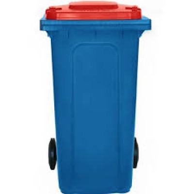 240L 2 wheeled bin,  blue   red,  Leader