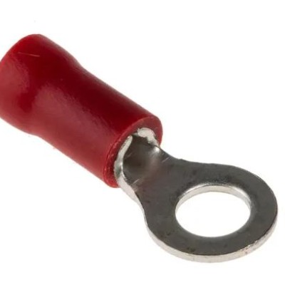 "RS PRO Insulated Ring Terminal, M4 Stud Size,  0.5mm to 1.5mm Wire Size, Red Stock no: 534-216"