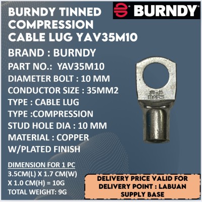 TINNED COMPRESSION CABLE LUG - YAV35M10