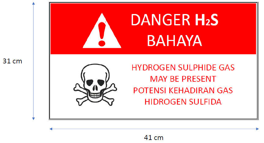 DANGER H2S SIGN Size : L410mm X H310mm Material : Reflective sticker on aluminum composite board