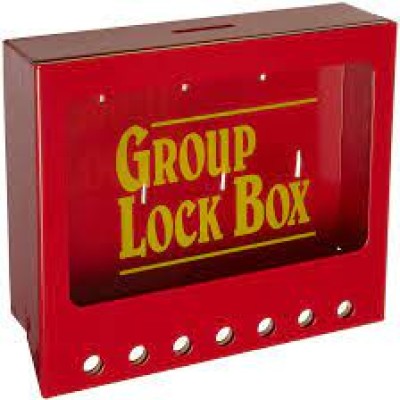 Brady 7 Lock Steel Wall-mounted group lockout boxes- Red