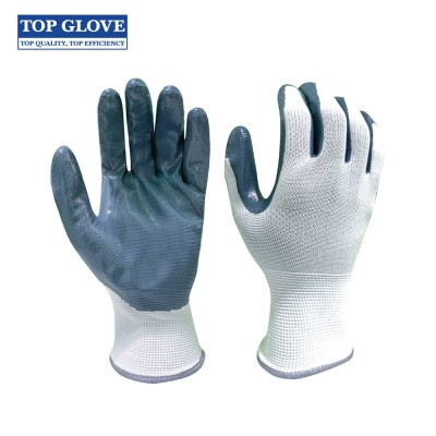 Top Glove Polyester Nitrile Smooth Industrial Supported Glove