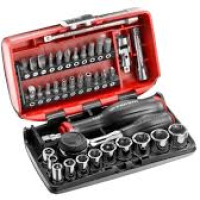 Facom 38-Piece Socket Set, 1 4 in Square Drive, 5.5  14 mm, 3  7mm, T10  T40 Socket