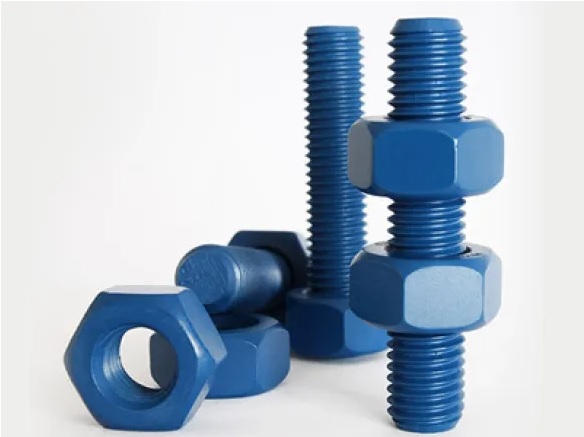 ASTM A193 B7 STUDBOLT C      /      W 2 PCS A194 2H HEX NUTS WITH ZINC NICKEL + XYLAN 1070 BLUE COATED SIZE: 3      /      4"-10UNC X 120MM