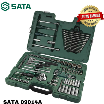 SATA 09014A: 128pc Mechanic Hand Tools Set, DR.1 4 + 3 8 + 1 2 Socket Set (mm)