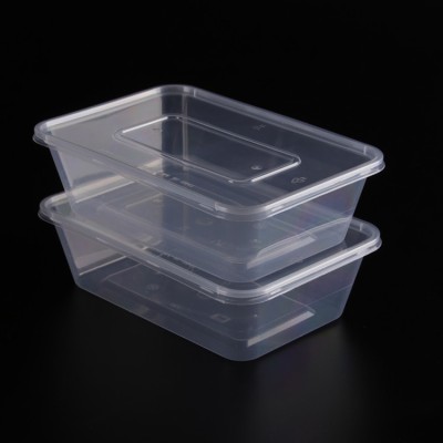 Disposable PP Plastic rectangle lunch container 750ML 50pcs pack