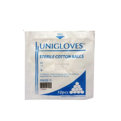 UNIGLOVES STERILE COTTON BALLS 10S 20S