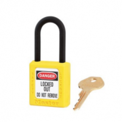 Master Lock Key Safety Padlock, 6mm Shackle, YELLOW