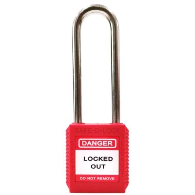 SAFE-D-LOCK : Stainless Steel Long Shackle Safety Lockout Padlock (RED)