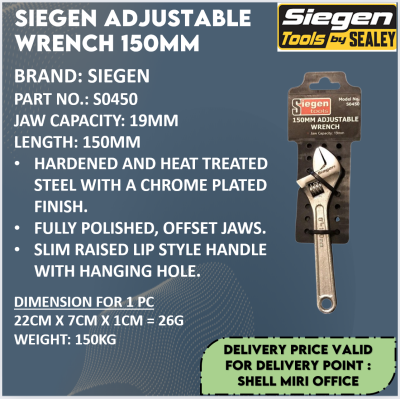 SIEGEN S0450 ADJUSTABLE WRENCH 150MM