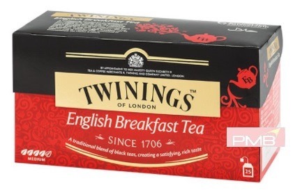 TWININGS ENGLISH BREAKFAST TEA UOM: 25 TEABAGS      /      BOX