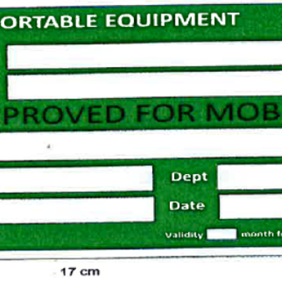 Green Sticker, as per sample shown Size : 17 cm X 10.5 cm