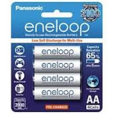 Panasonic Eneloop Rechargeable Batteries, AA,  4 pcs per pack