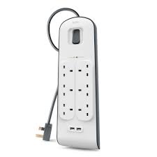 Belkin BSV604sa2M | 6-Outlet Socket Surge Protection Strip with 2x 2.4 Amp USB