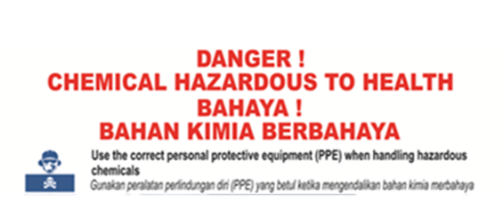 Signage for Caution Chemical Storage Area .  Size: 90cm X 60cm