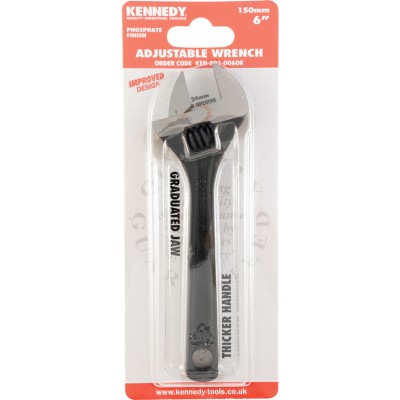 Kennedy Adjustable Spanner, Steel, 6in. 150mm Length, 24mm Jaw Capacity - KEN5010060K