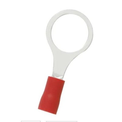 "RS PRO Insulated Ring Terminal, 10.5mm Stud Size,  0.5mm to 1.5mm Wire Size, Red Stock no: 178-8657"