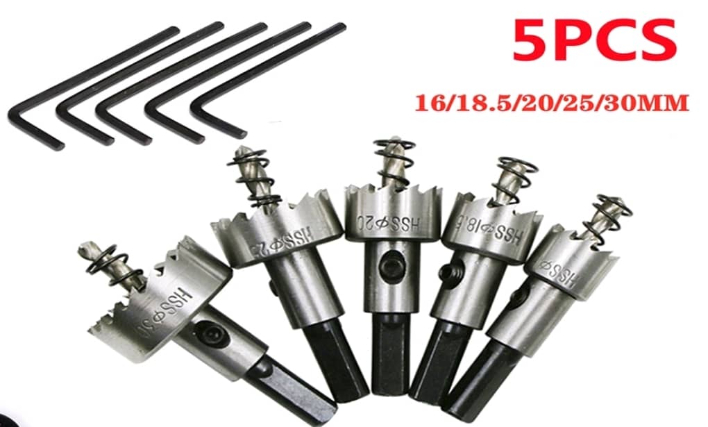 5 PCS Carbine Tip HSS Drill Bit Saw Set