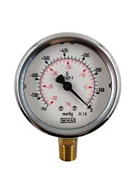 WIKA PRESSURE GAUGE (GLY FILL)   DIAMETER : 2"1  /  2 X 4KG  /  CM2 (60PSI)   CONNECTION : 1  /  4" NPT CENTER BACK   (ADD REDUCER TO 3  /  8" NPT)