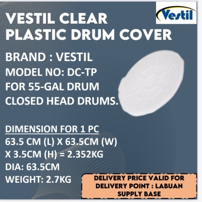 VESTIL CLEAR  PLASTIC DRUM COVER