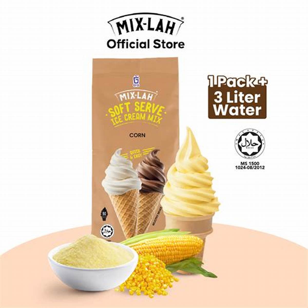 MIX-LAH Corn Soft Serve Ice Cream Powder Mix Tepung Aiskrim