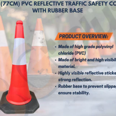 30" (77CM) Heavy Duty PVC Traffic Safety Cone with Rubber Base Traffic Cone