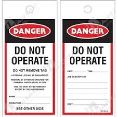 Do Not Operate Paper tag