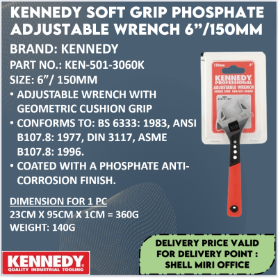 KENNEDY KEN-501-3060K SOFT GRIP PHOSPHATE ADJUSTABLE WRENCH