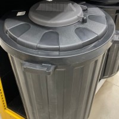 PVC   Plastic Rubbish Bin With Flip Top Lid,  Black,  22 gallons