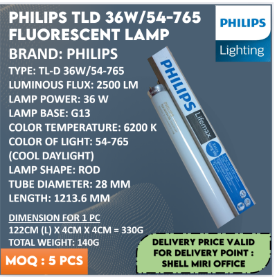 LAMP FLUORESCENT TUBE TLD 36 WATT   54-765