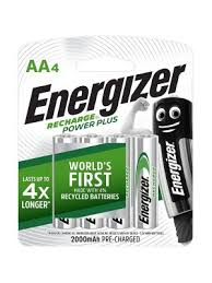 Energizer Recharge Power Plus (Charger + 4 AAA 800mAh)  + (FOC)Double Sided Tape 12 mm x 10 m ( Tissue ),  24 rolls