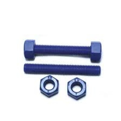 Stud Bolt A193-B7 + 2 nuts A194-2H Zn Ni Plated with PTFE coated Blue---3 4 x 240mm