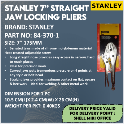 STANLEY STRAIGHT JAW LOCKING PLIERS 84-370-1