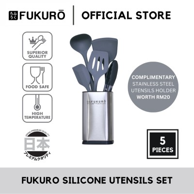 Fukuro 5 Pieces Silicone Utensils Set Free Utensils Holder