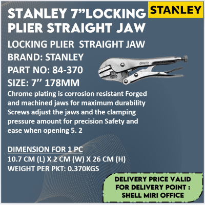 STANLEY LOCKING PLIER STRAIGHT JAW 84-370